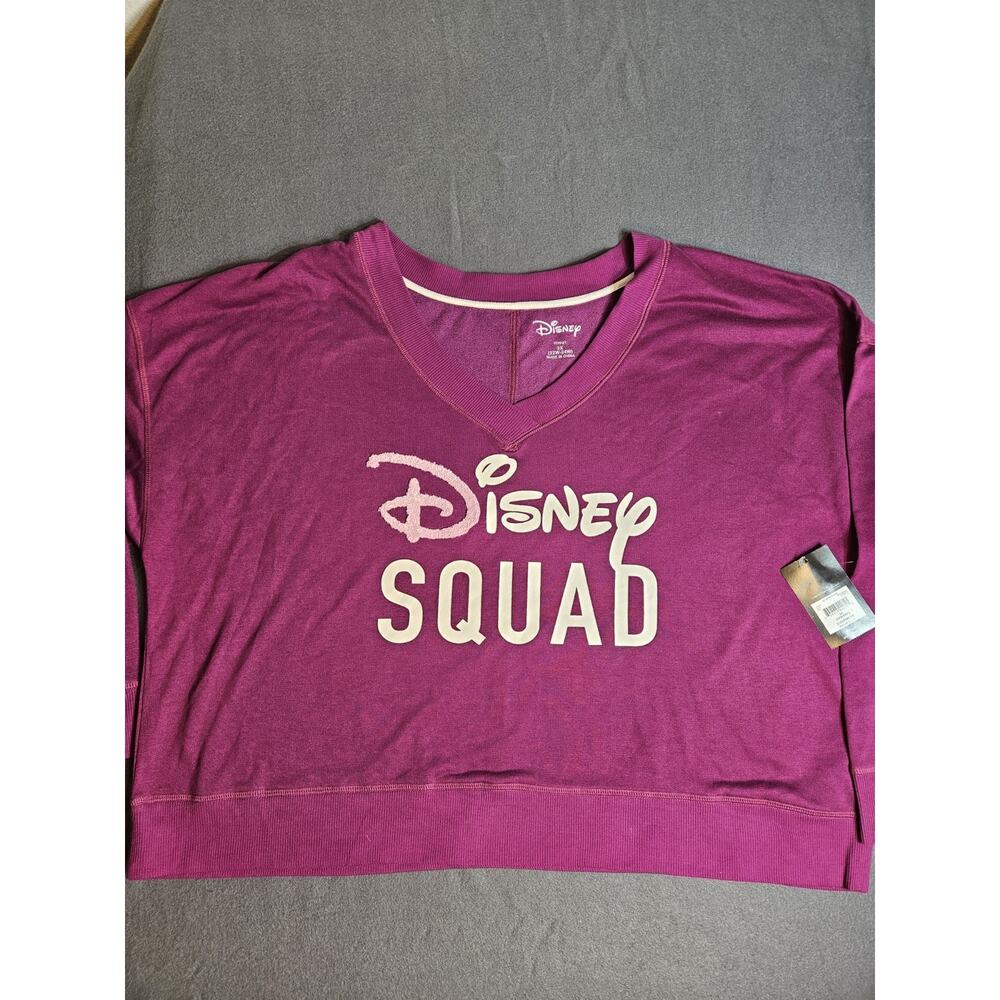 Disney Squad Top Womens 3X 22W-24W Berry Long Sleeve V Neck Pajama Shirt